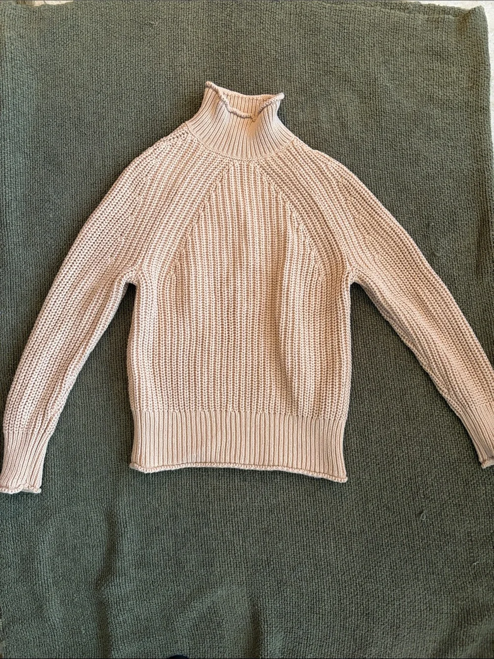J. Crew Blush Ribbed Turtleneck Sweater
